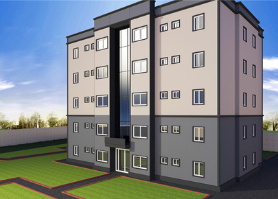 5 floor steel structure apartmnet/dormitory/office building